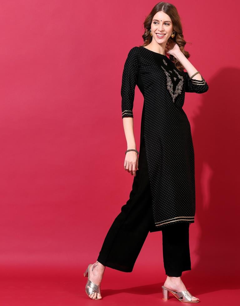 Black Kurti With Pant And Dupatta