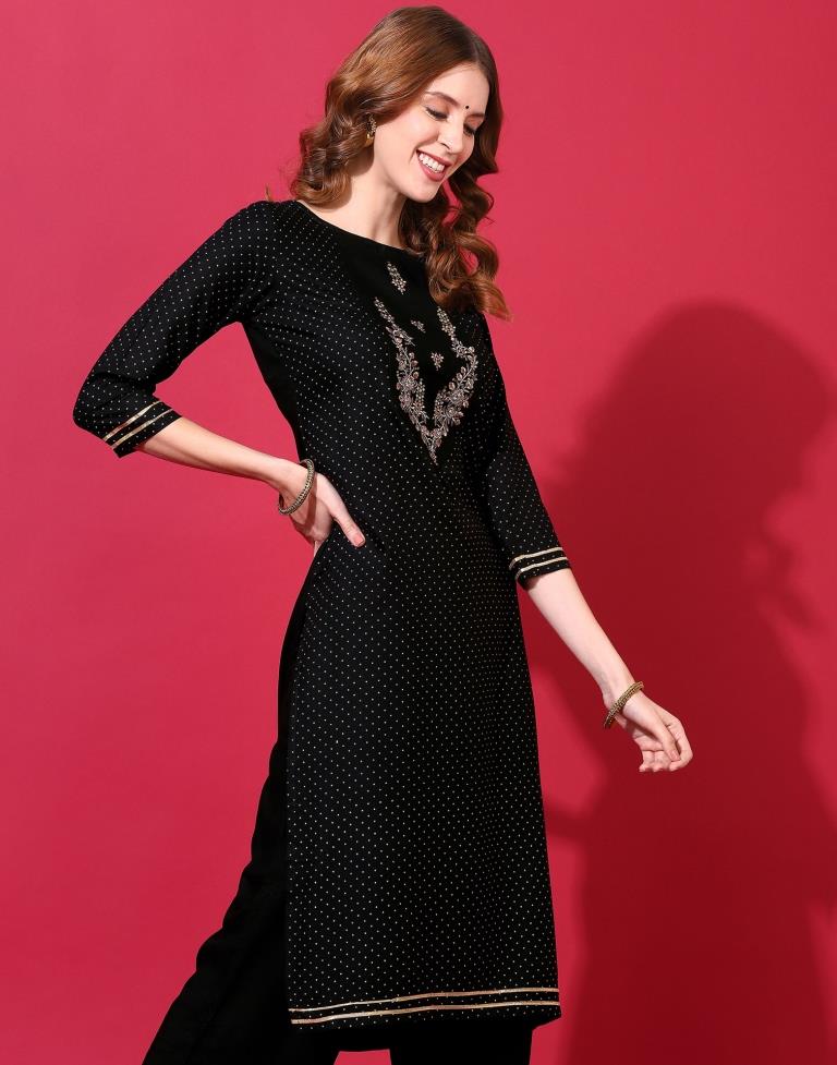 Black Kurti With Pant And Dupatta