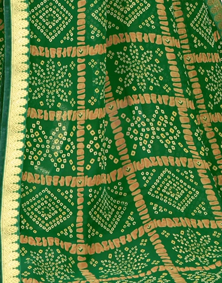 Green Bandhani Georgette Saree