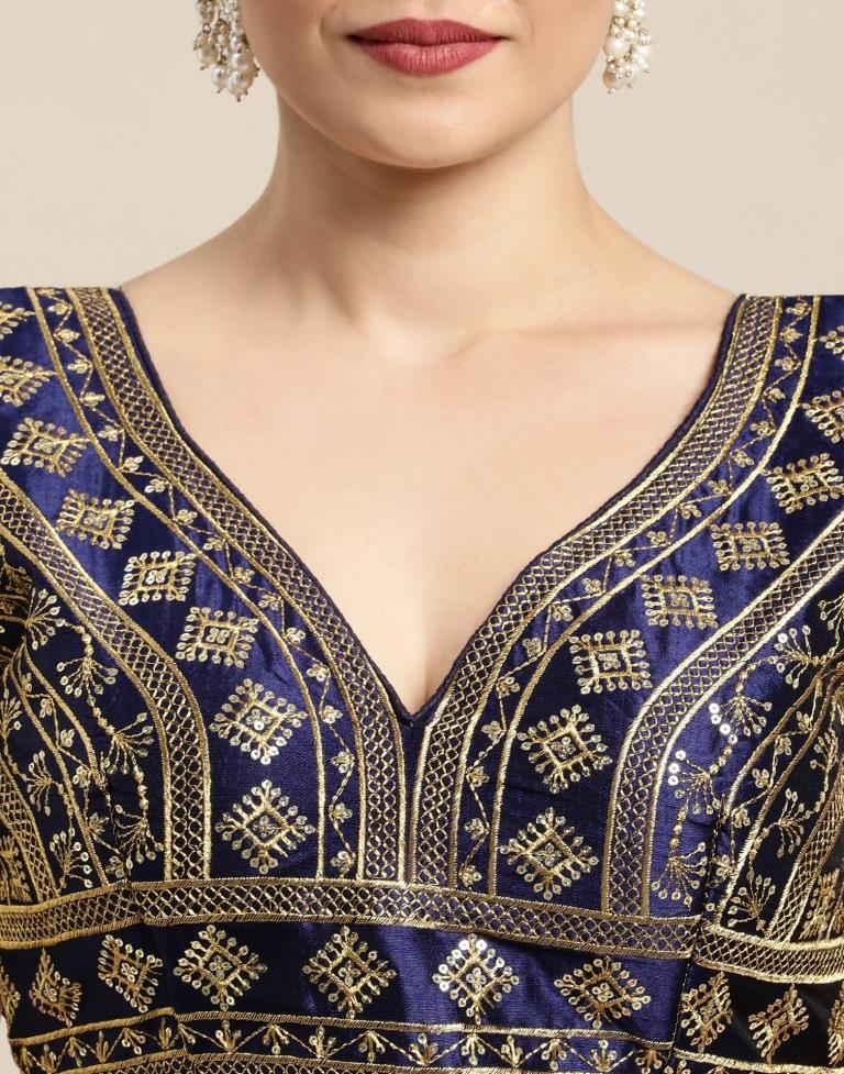 Navy Blue Art Silk Blouse