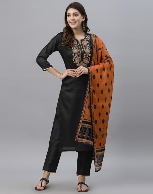 Black Kurti With Pant And Dupatta