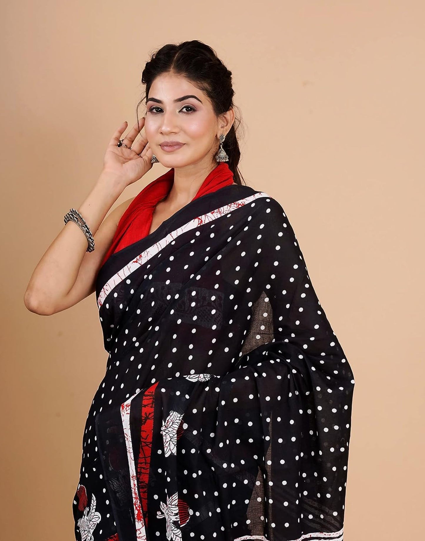 Black Printed Cotton Saree