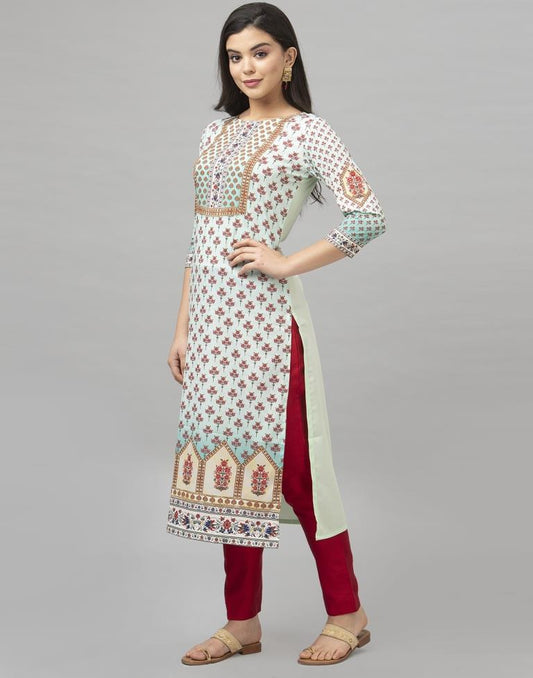 Off White Printed Kurti