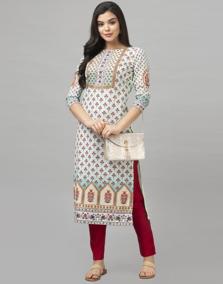 Off White Printed Kurti