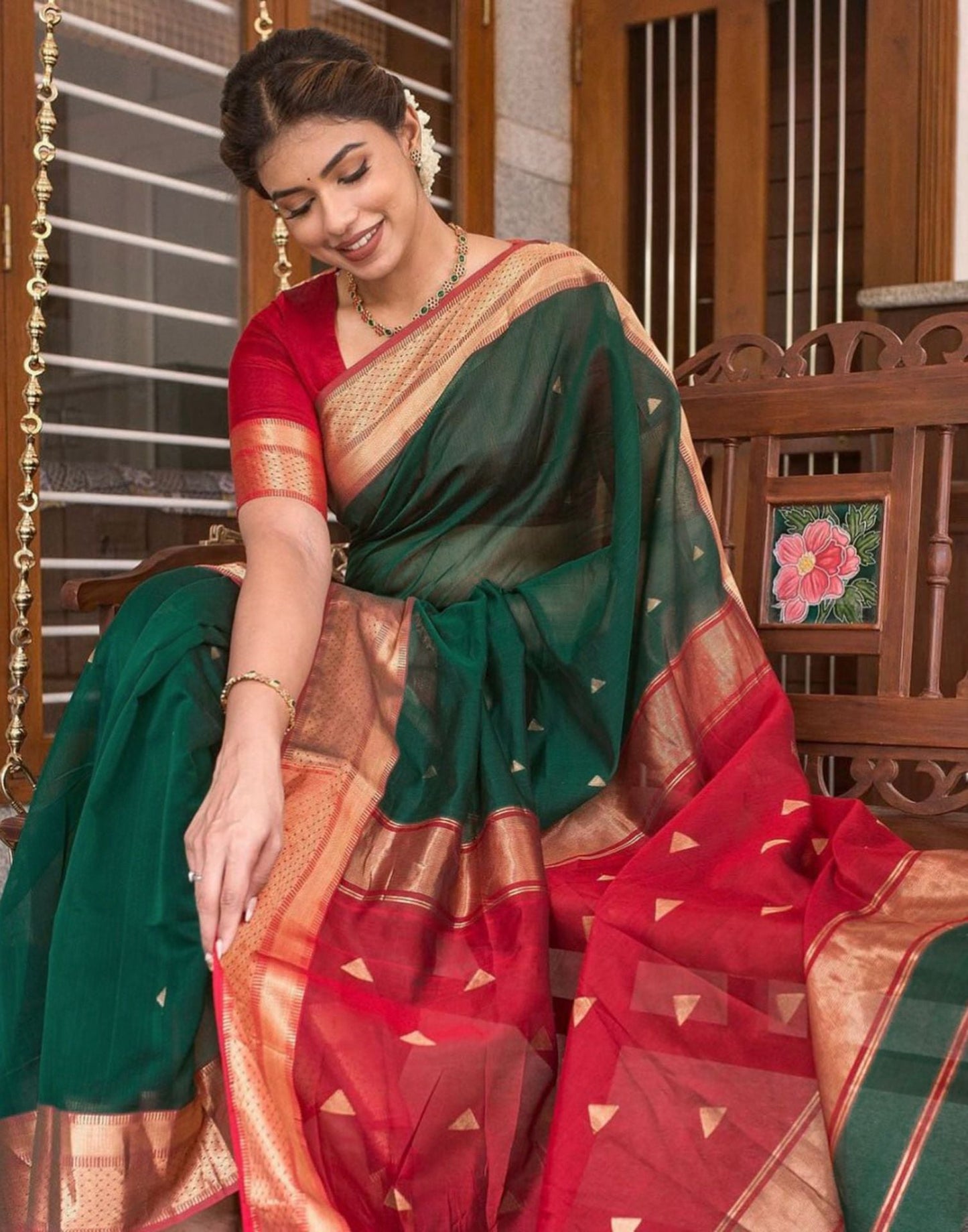 Green Jacquard Silk Saree