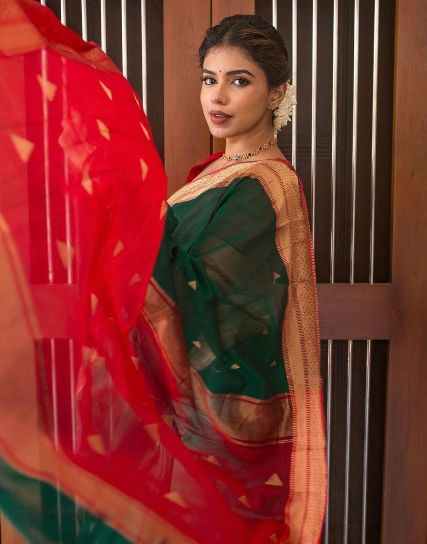 Green Jacquard Silk Saree