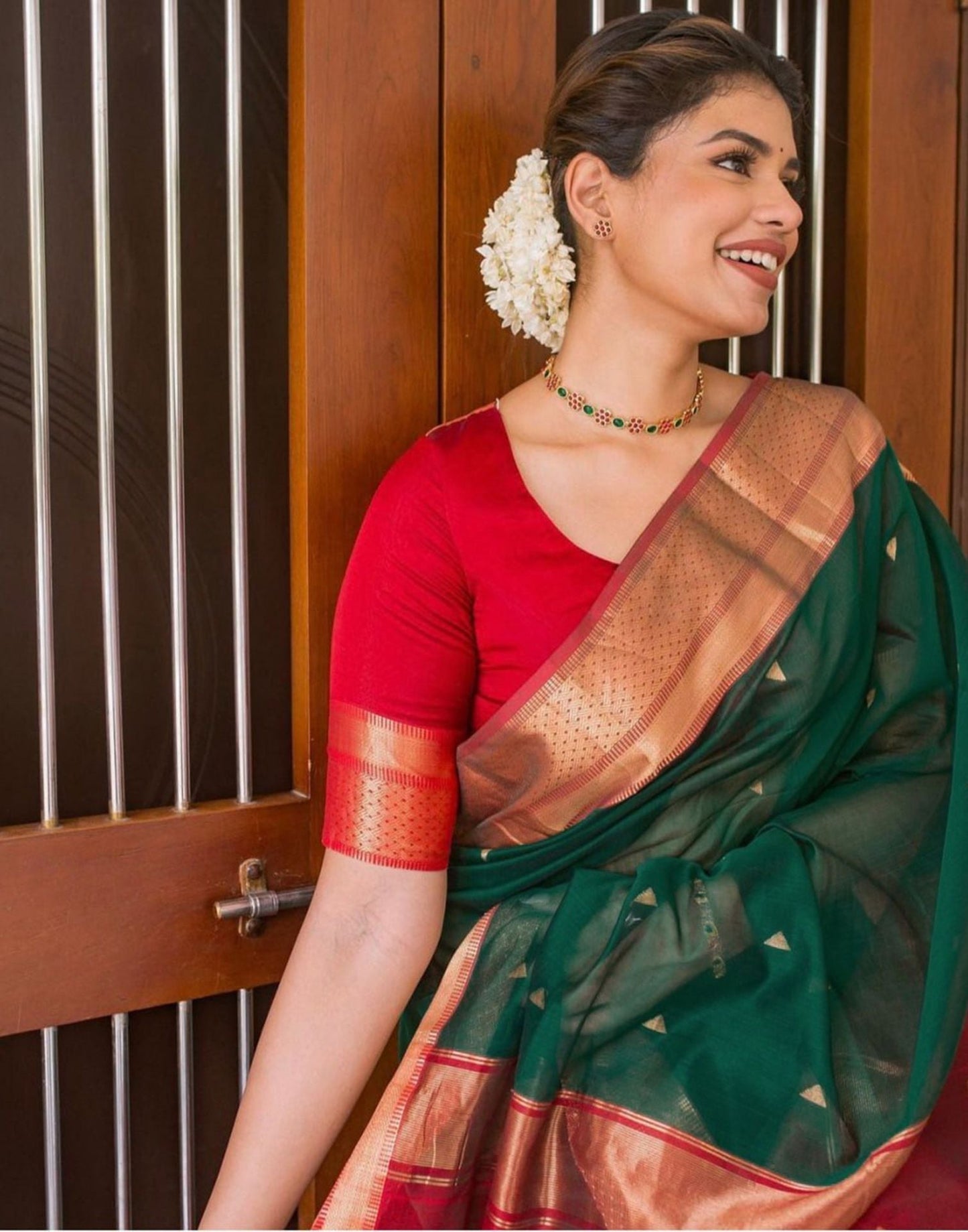 Green Jacquard Silk Saree