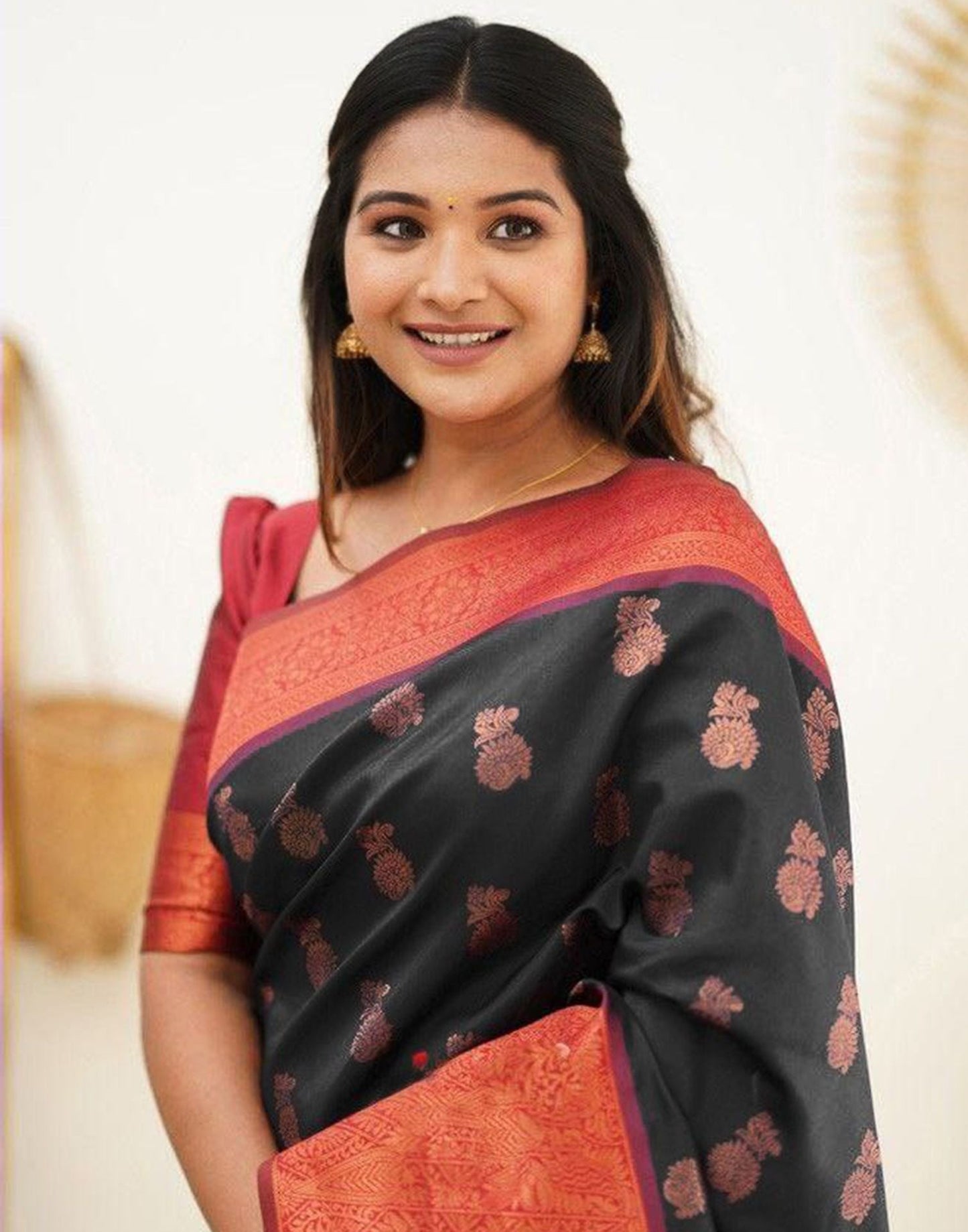 Black Jacquard Silk Saree