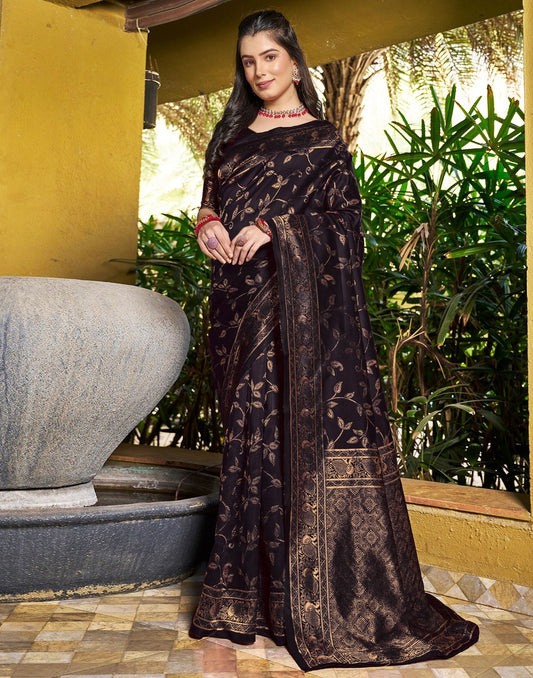 Black Jacquard Silk Saree