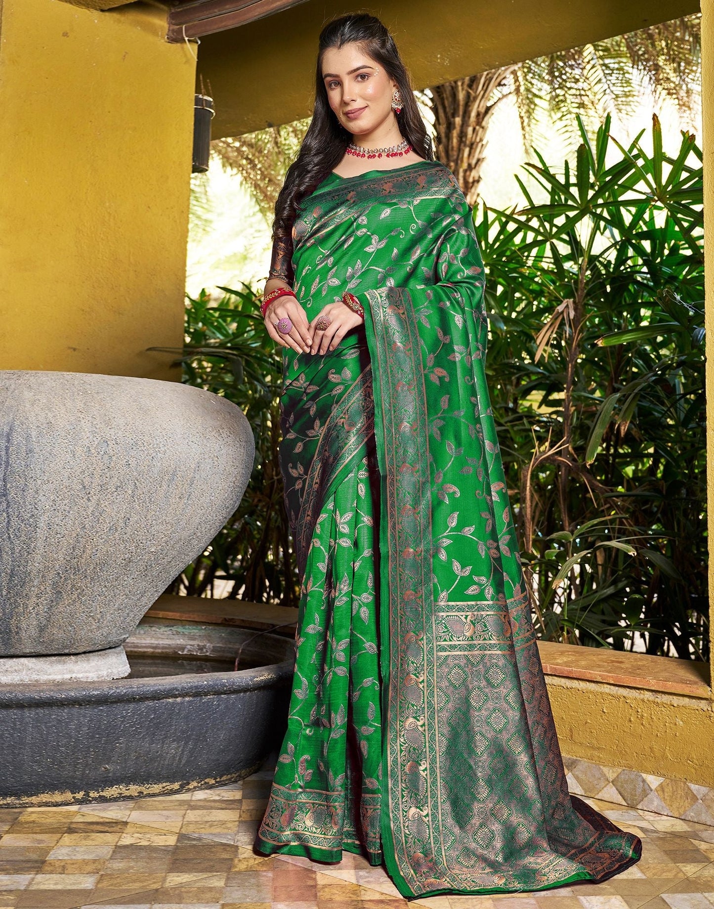 Green Jacquard Silk Saree