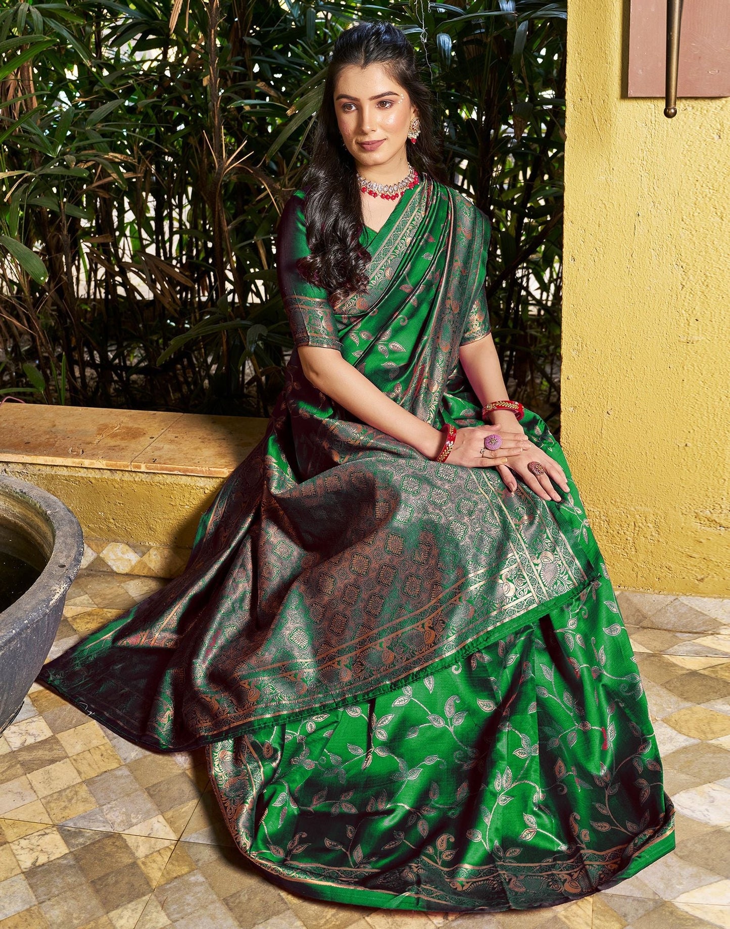 Green Jacquard Silk Saree