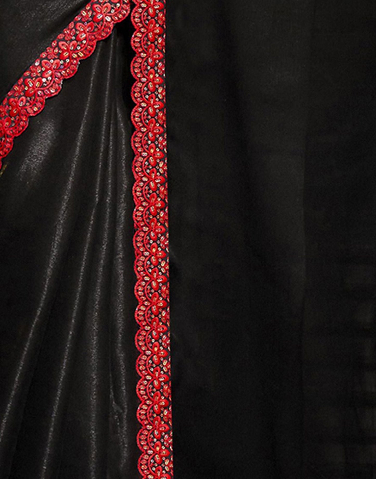 Black Plain Chiffon Saree