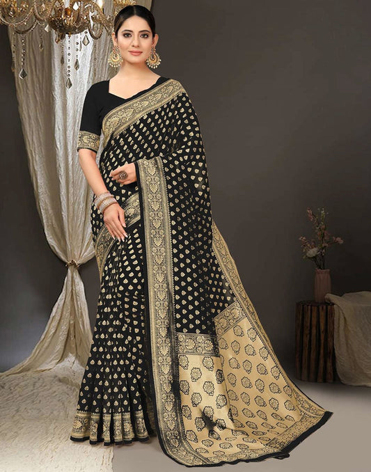 Black Jacquard Silk Saree