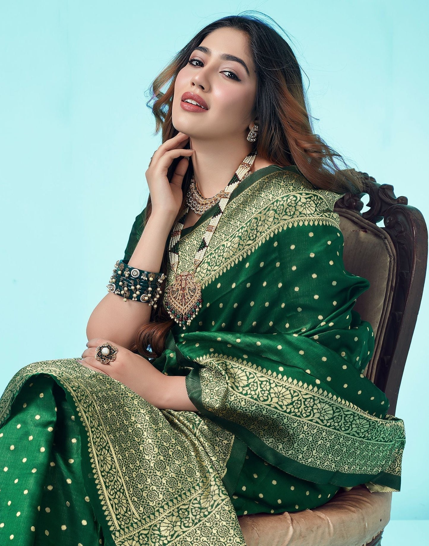 Green Jacquard Silk Saree