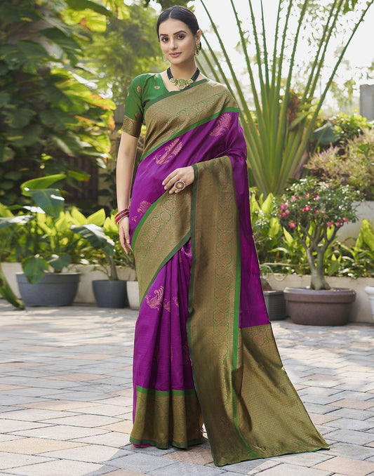 Green Jacquard Silk Saree