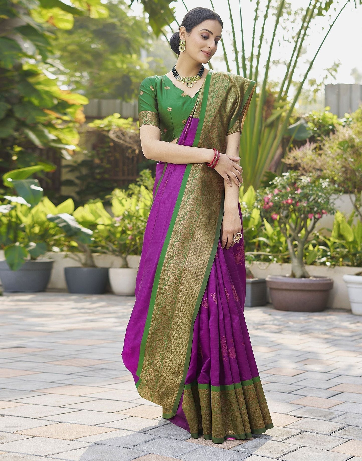 Green Jacquard Silk Saree