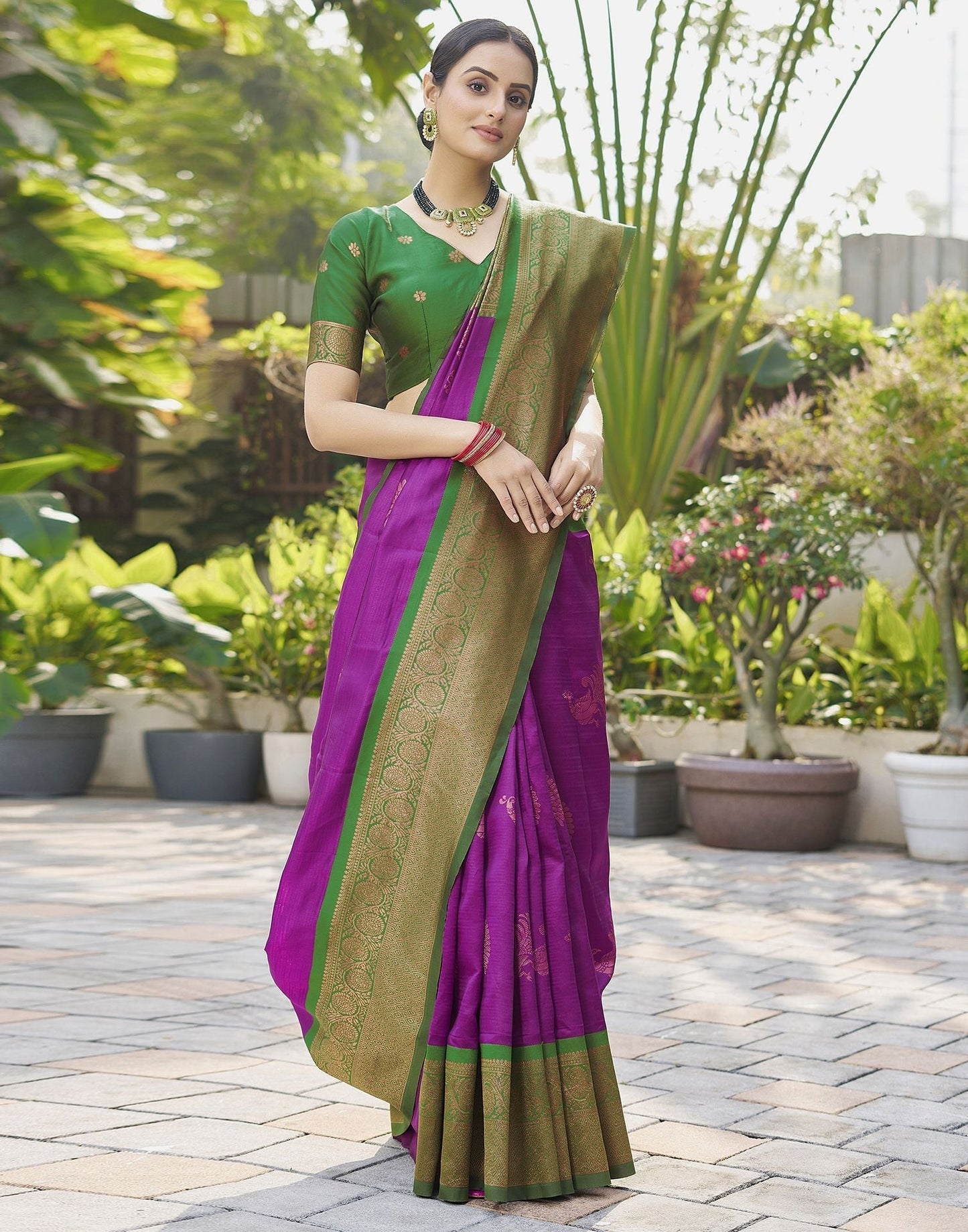 Green Jacquard Silk Saree