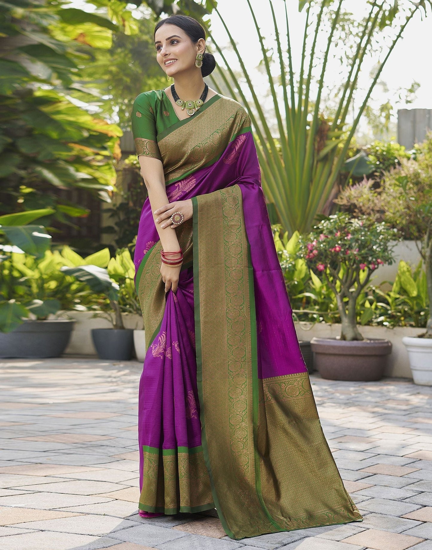 Green Jacquard Silk Saree