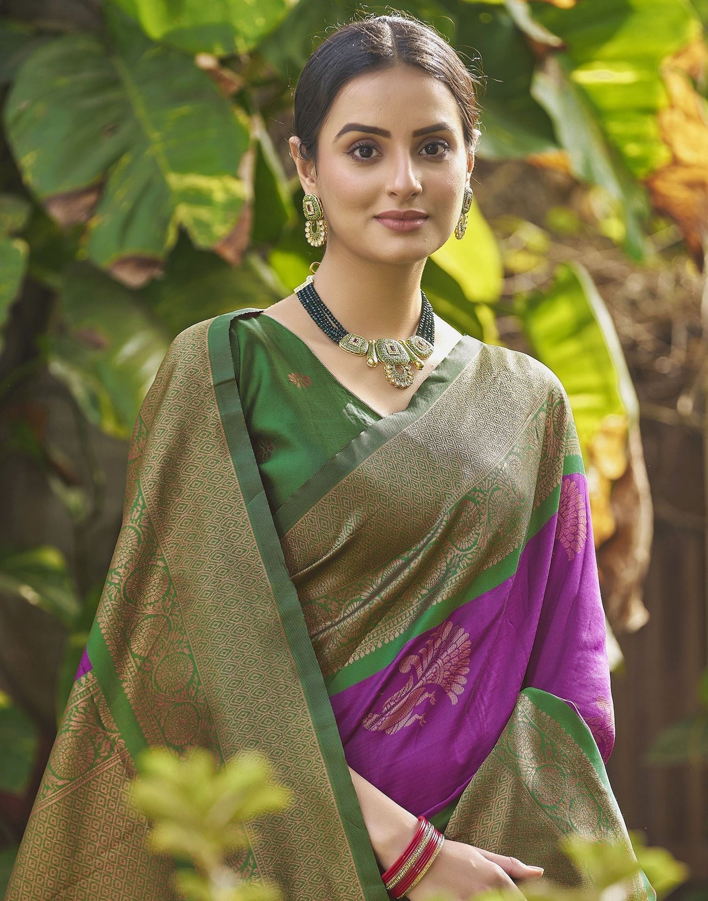 Green Jacquard Silk Saree