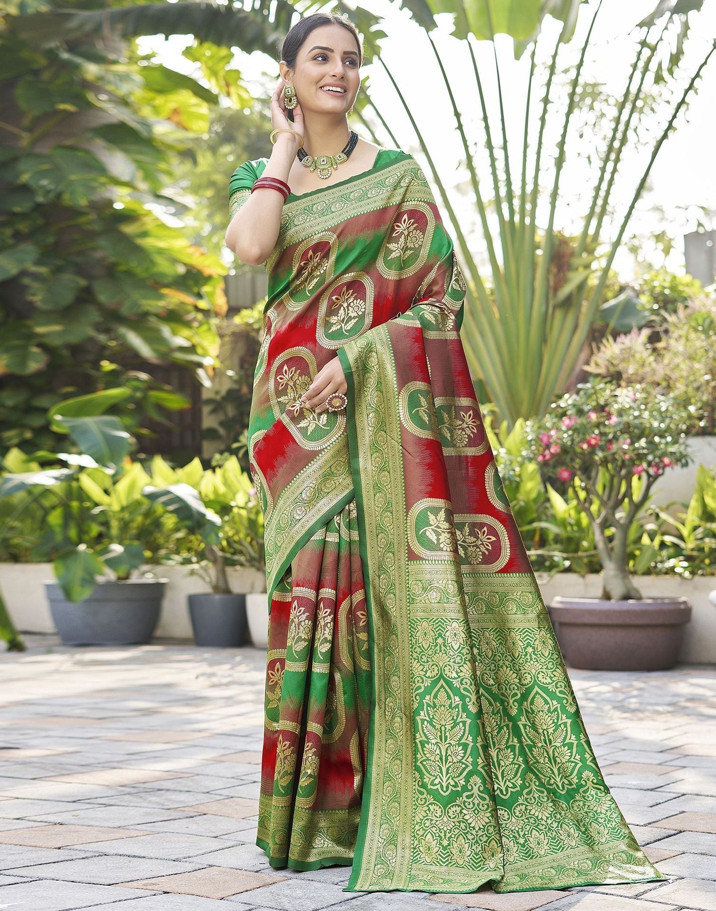 Green Jacquard Silk Saree