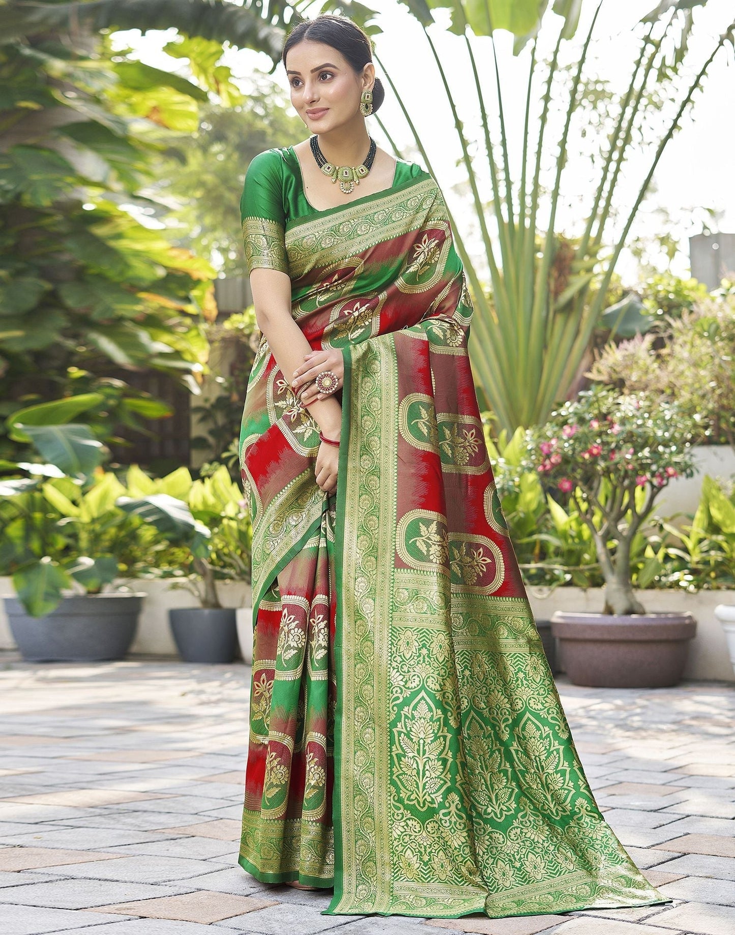 Green Jacquard Silk Saree