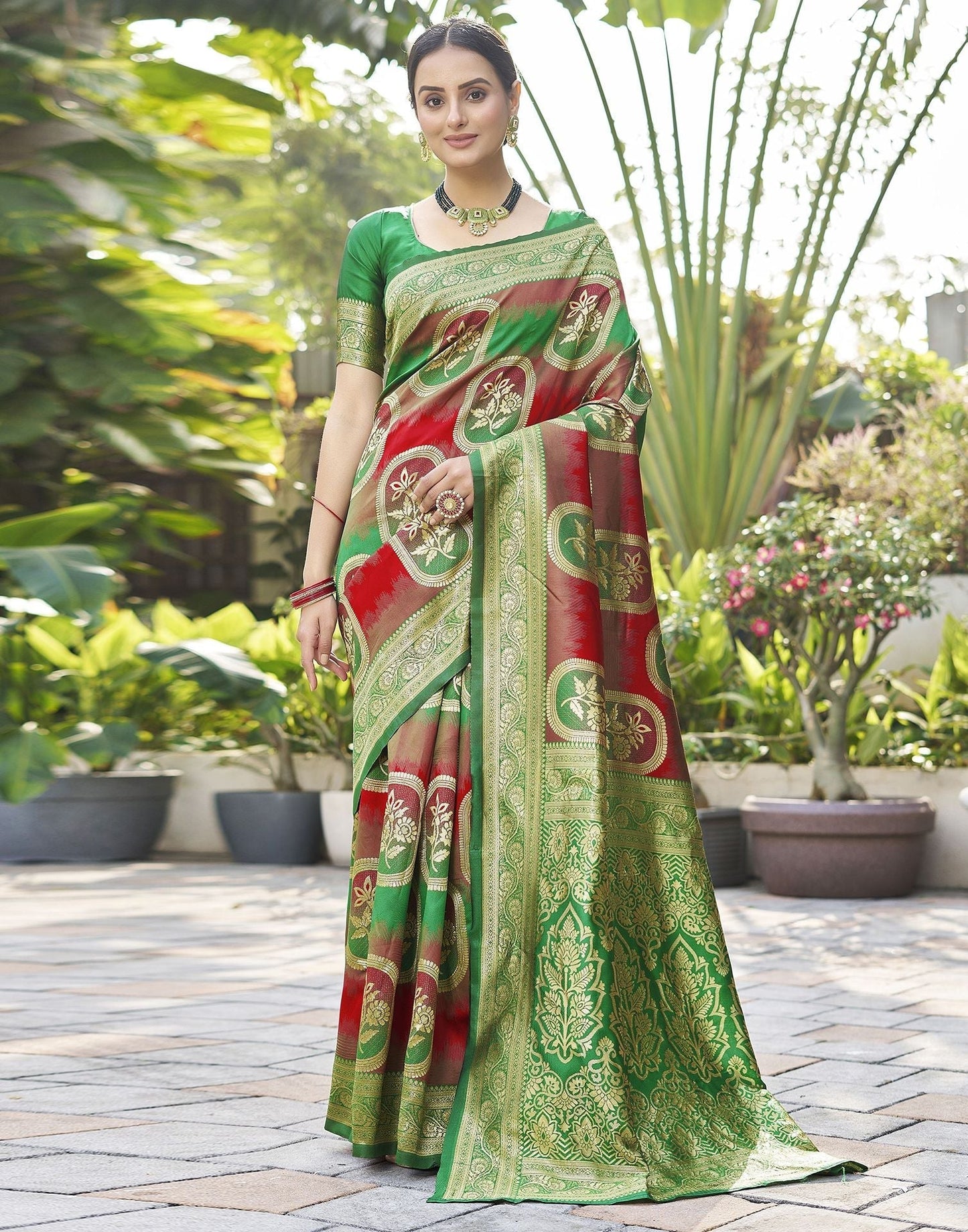 Green Jacquard Silk Saree