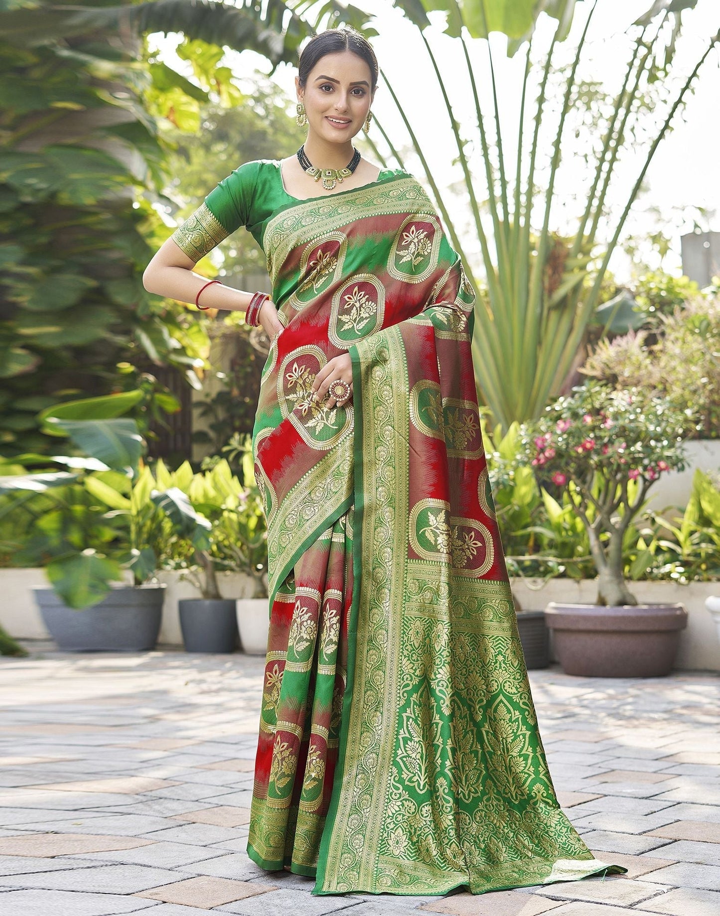 Green Jacquard Silk Saree