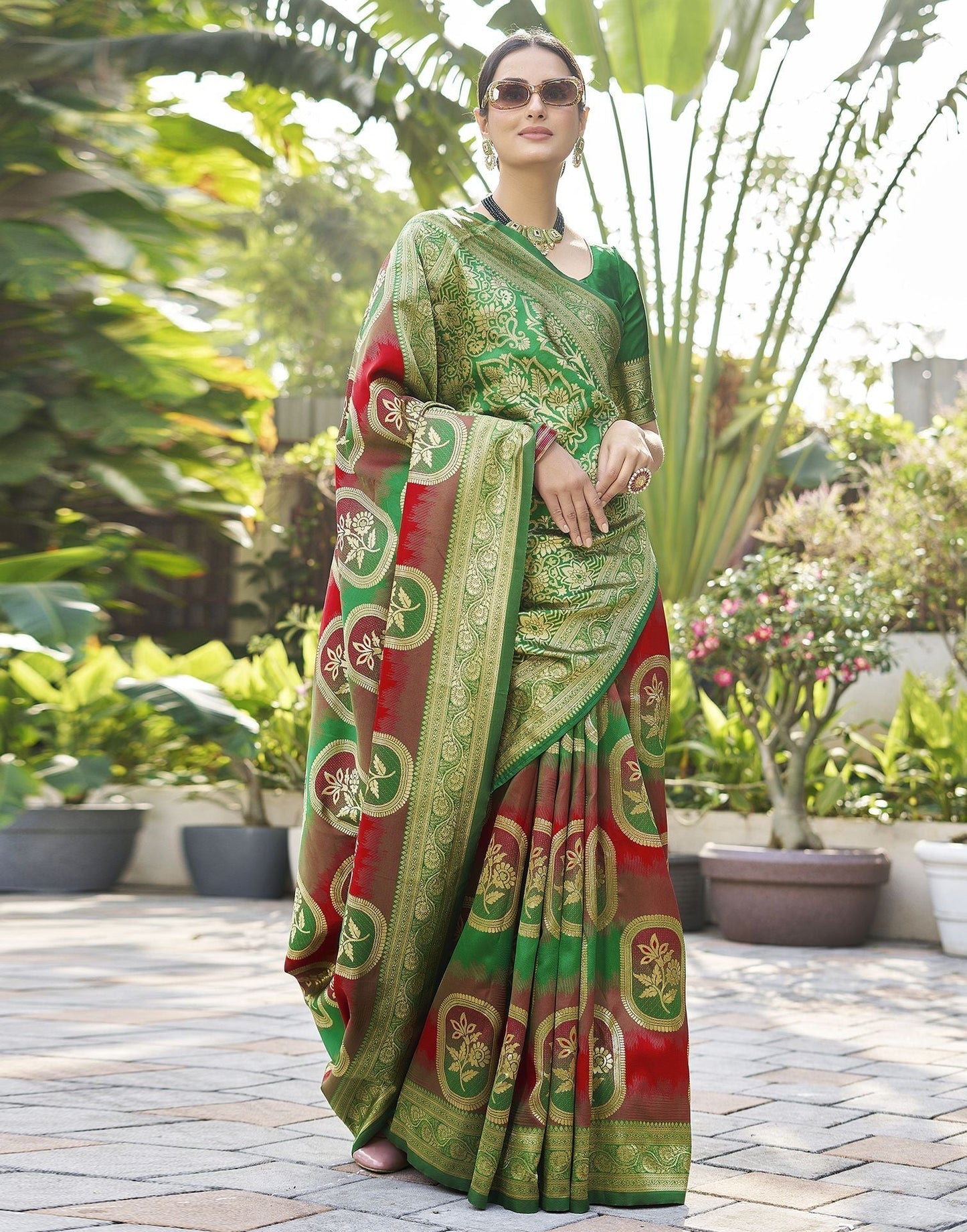 Green Jacquard Silk Saree