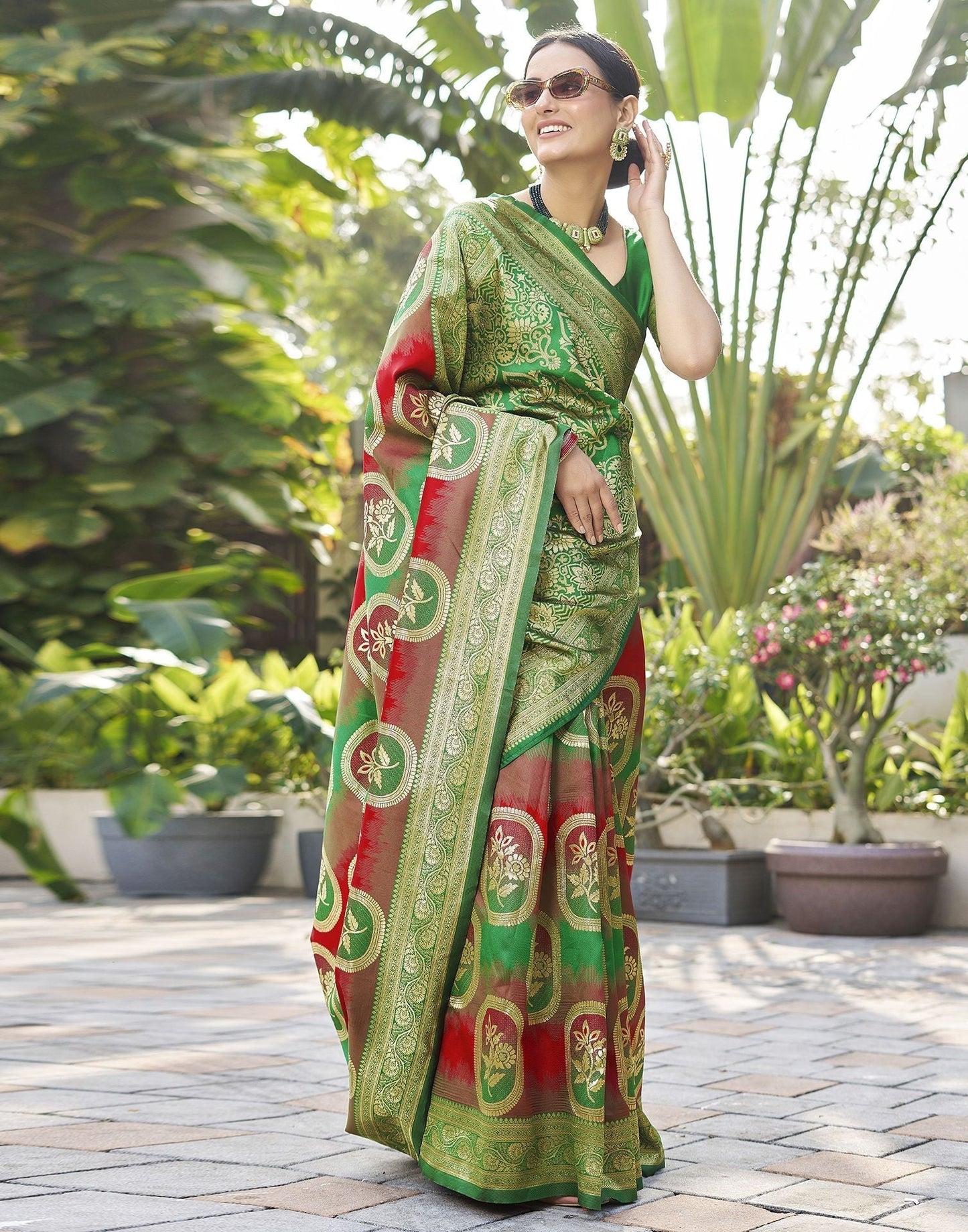 Green Jacquard Silk Saree