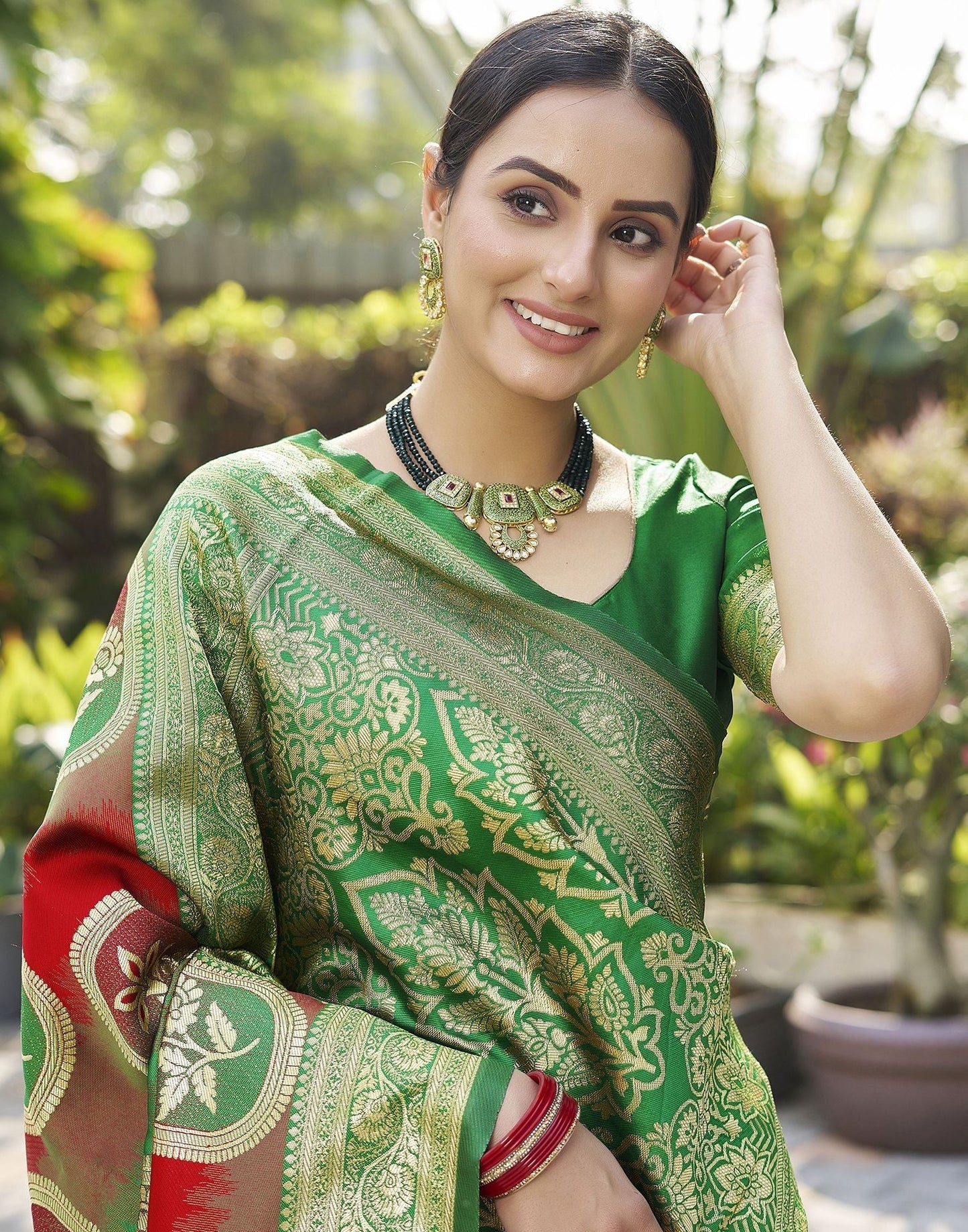 Green Jacquard Silk Saree