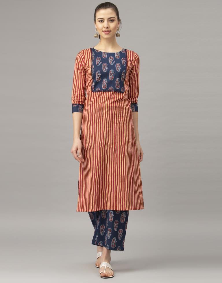 Graceful Red Coloured Table Printed Cotton Blend Kurti