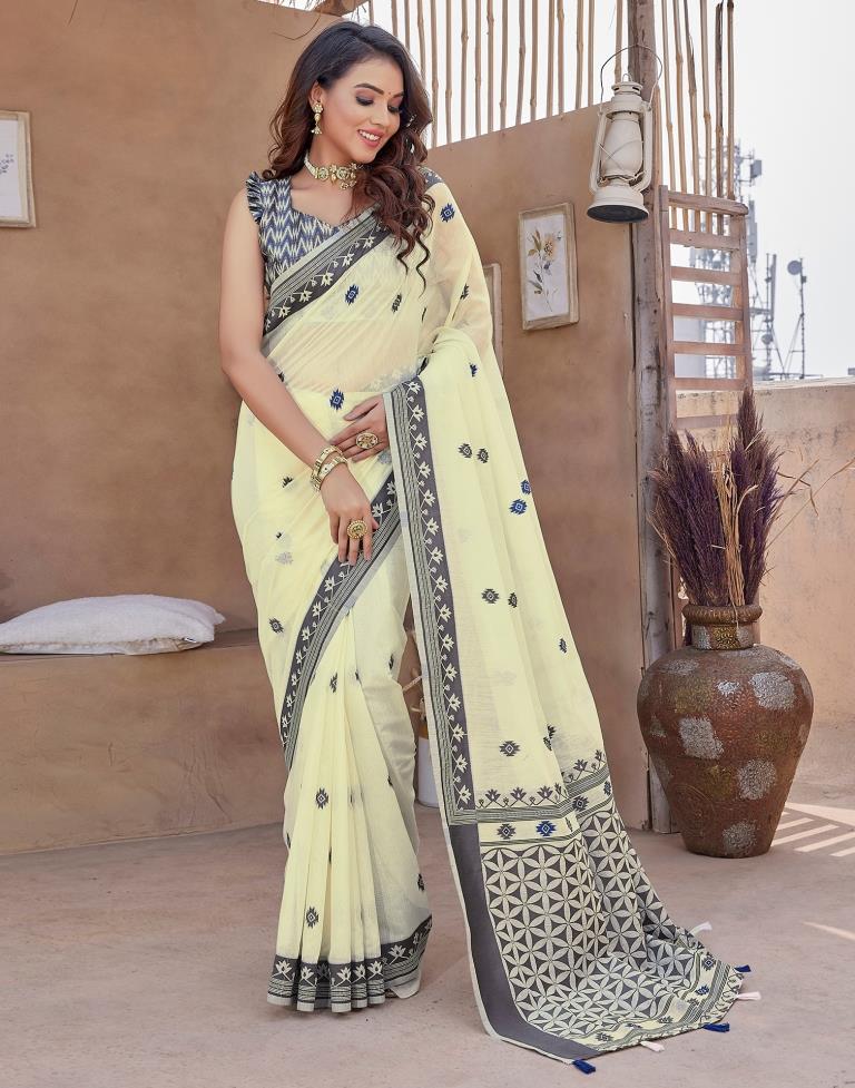 Off White Silk Plain Sarees