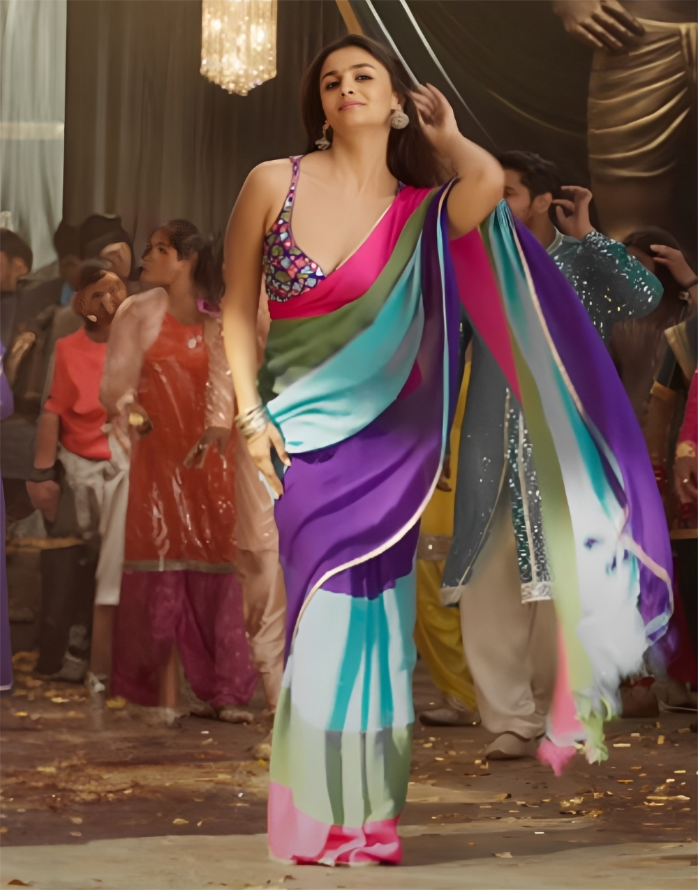 Alia Bhatt Soft Georgette Multi Color Ready To Wear Saree