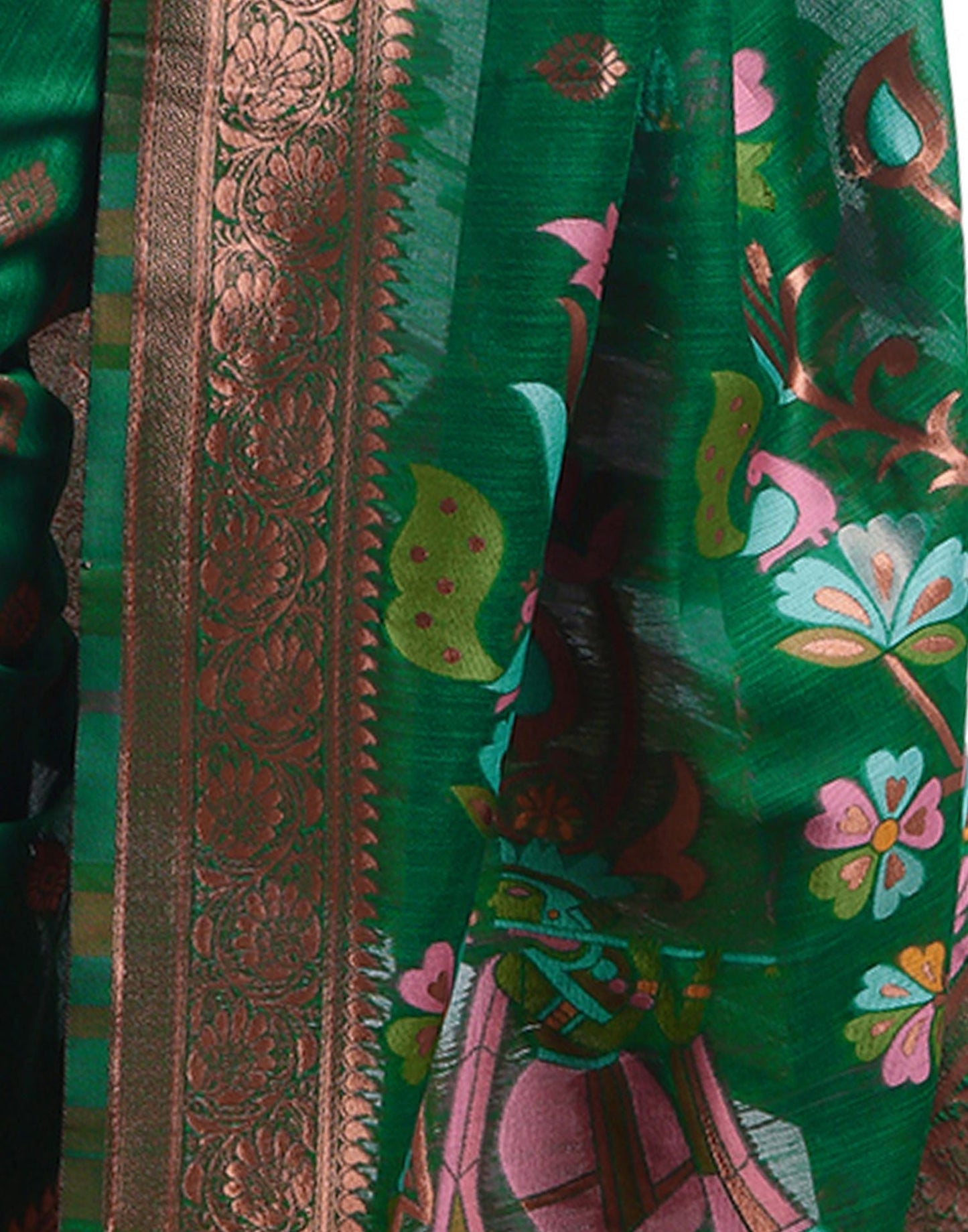 Green Jacquard Linen Saree