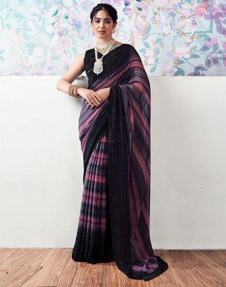 Black Georgette Printed Sarees