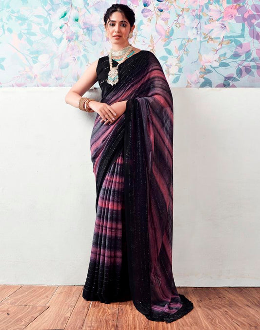 Black Georgette Printed Sarees