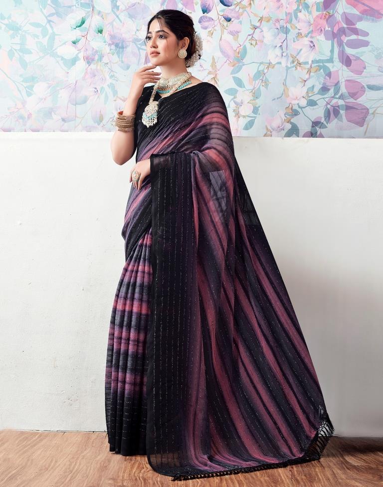 Black Georgette Printed Sarees