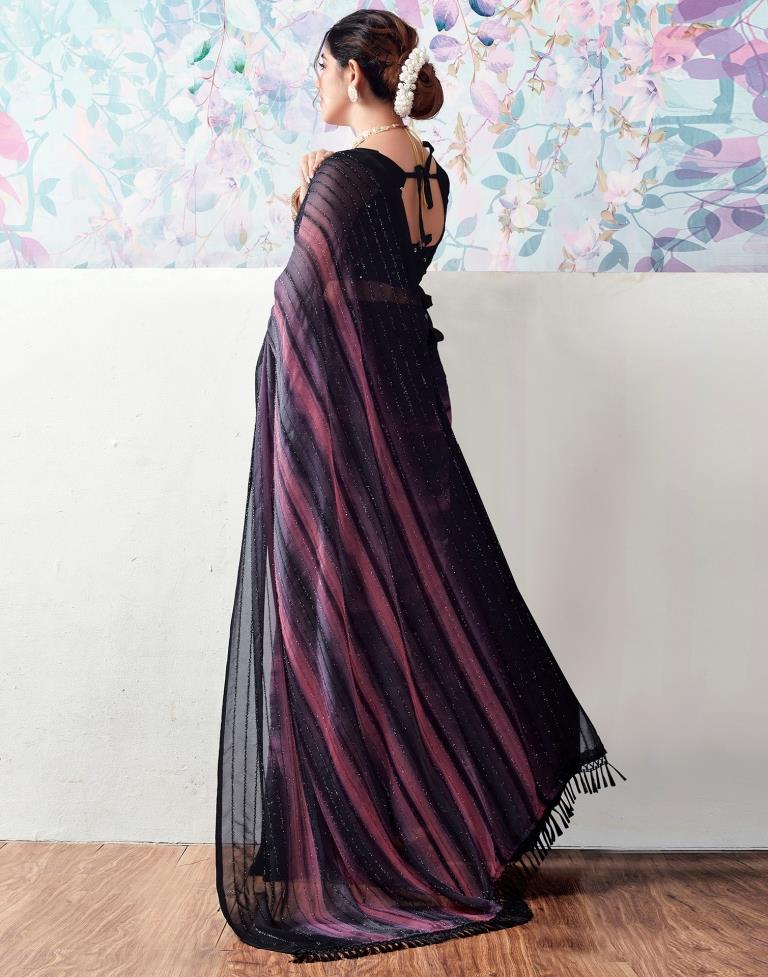 Black Georgette Printed Sarees