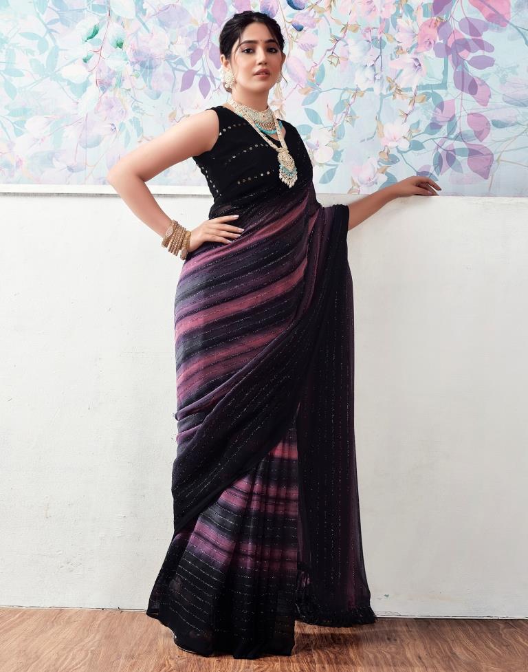 Black Georgette Printed Sarees