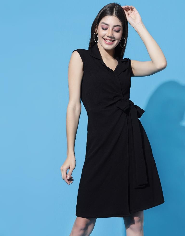 Black Knotted Collar Dress