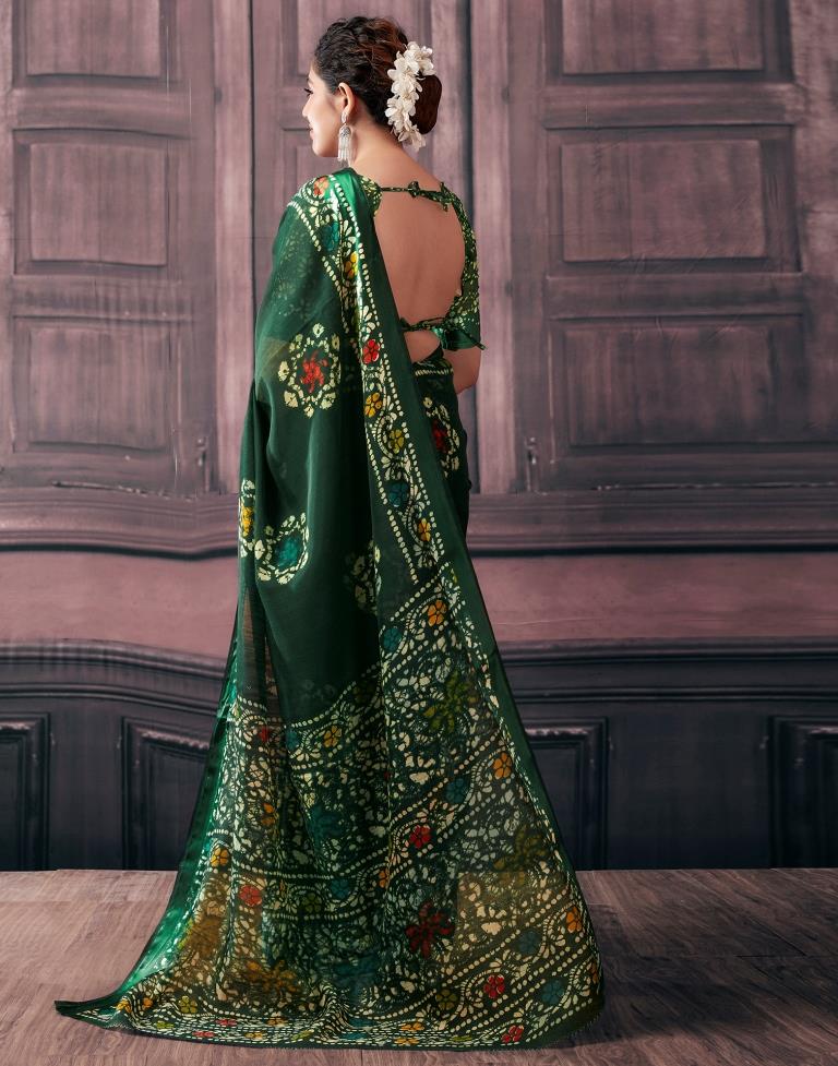 Green Cotton Printed Sarees