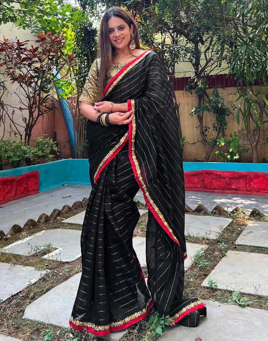 Black Cotton Plain Sarees