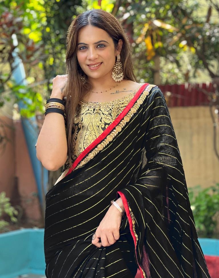 Black Cotton Plain Sarees