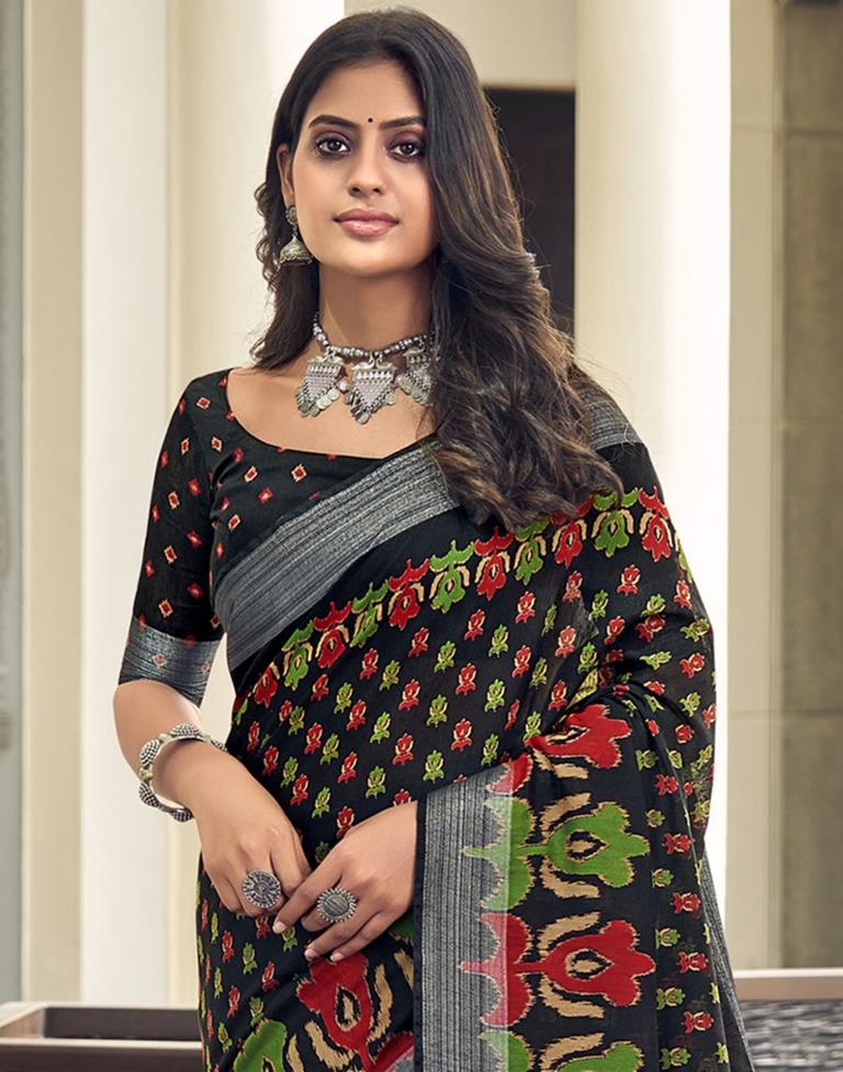 Black Cotton Zari Saree