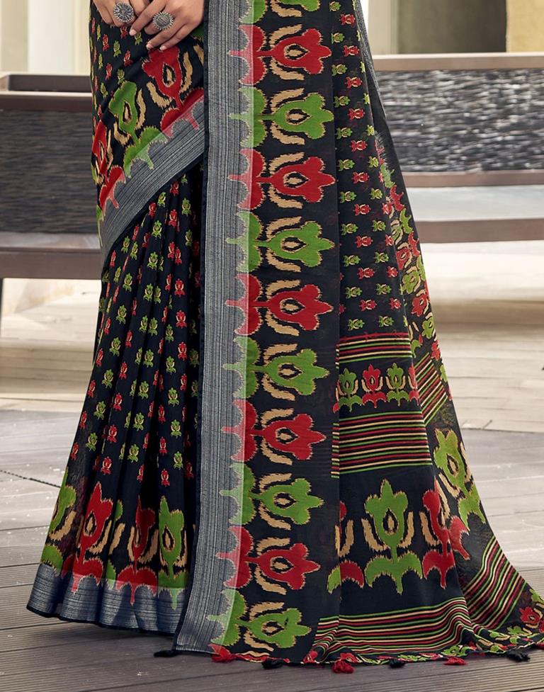 Black Cotton Zari Saree