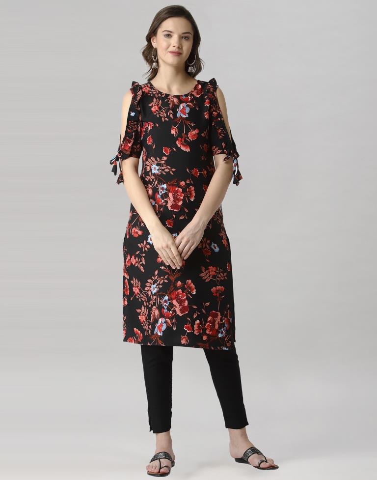 Black Mill Printed Crepe Kurti