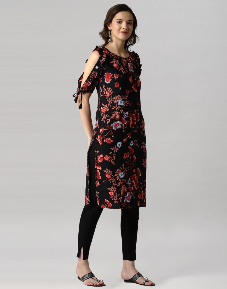 Black Mill Printed Crepe Kurti