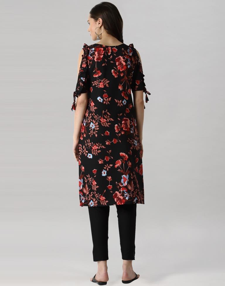 Black Mill Printed Crepe Kurti