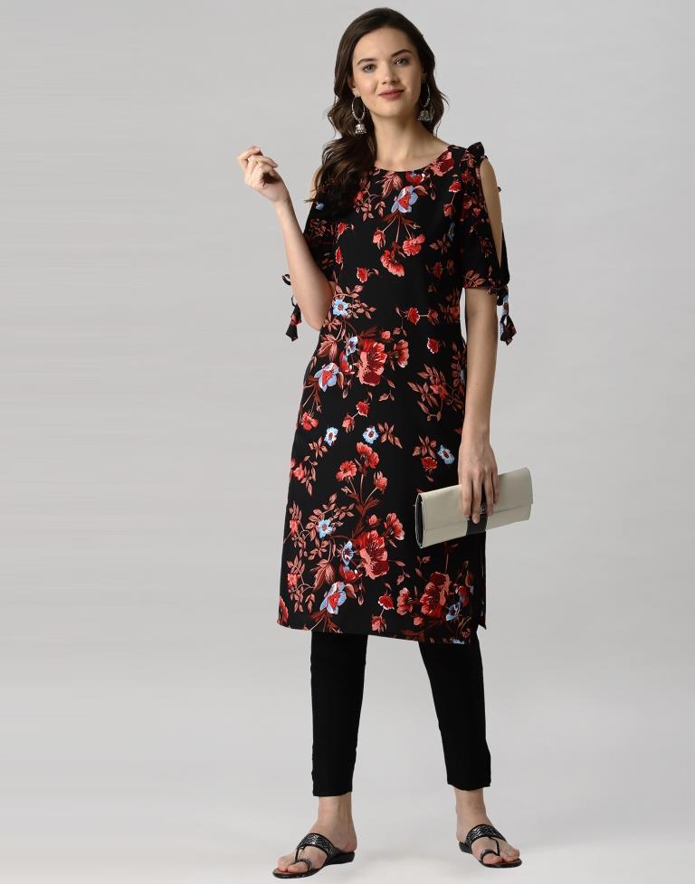 Black Mill Printed Crepe Kurti