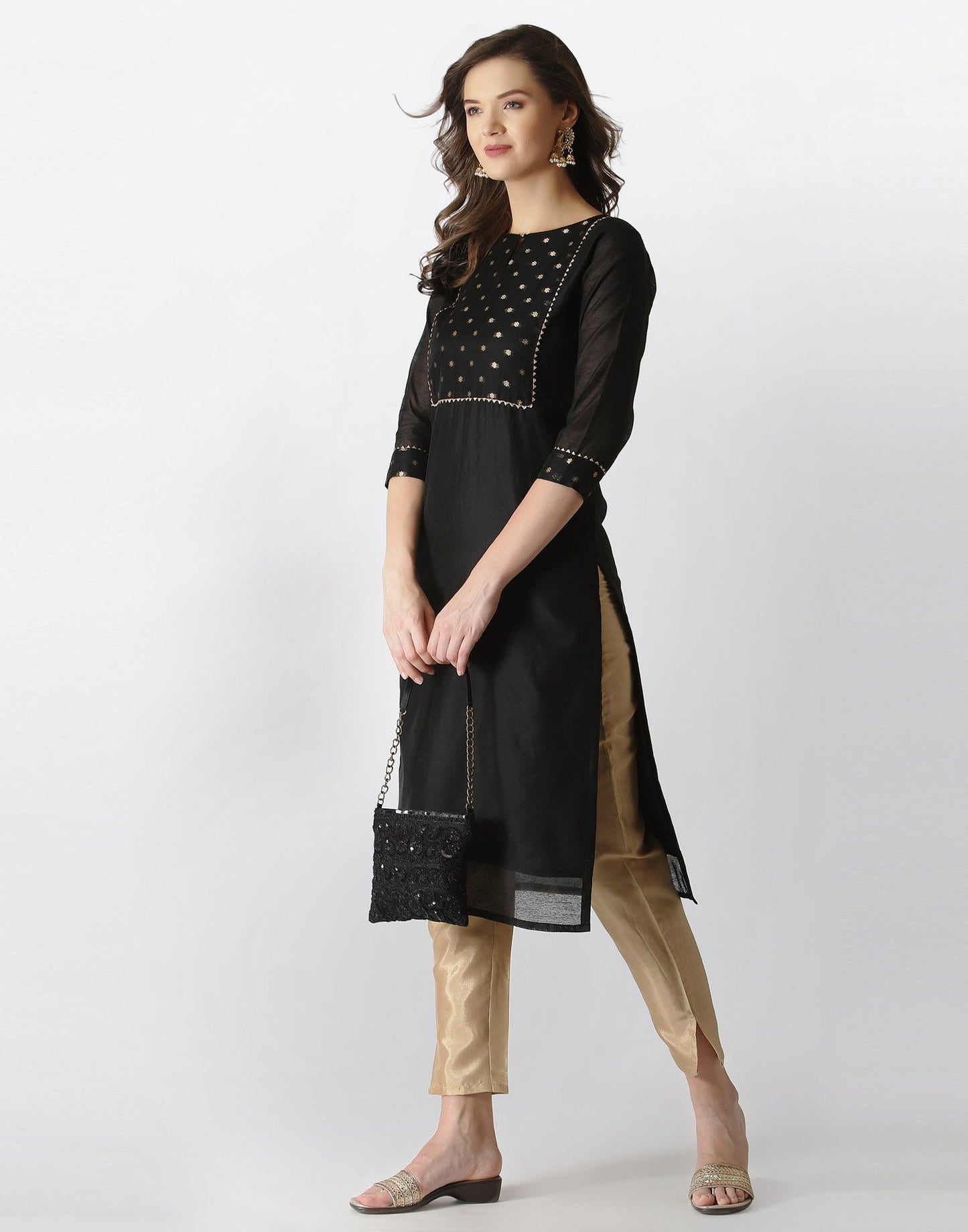 Black jaquard Kurti